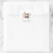 Sticker Carré Watercolor Christmas Botanical Deer Holiday (Sac)
