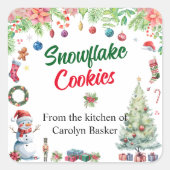 Sticker Carré Watercolor Christmas Holiday From the Kitchen (Devant)
