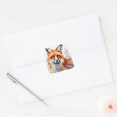 Sticker Carré Watercolor Fox Portrait (Enveloppe)