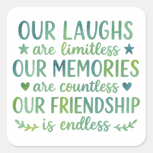 Sticker Carré Watercolor Friendship Quote (Devant)
