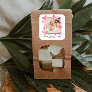 Sticker Carré Watercolor Heart Frame Photo Valentine's