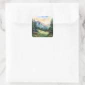 Sticker Carré Watercolor Summer Mountain (Sac)