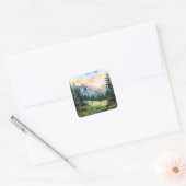 Sticker Carré Watercolor Summer Mountain (Enveloppe)