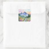 Sticker Carré Watercolor Summer Mountain (Sac)