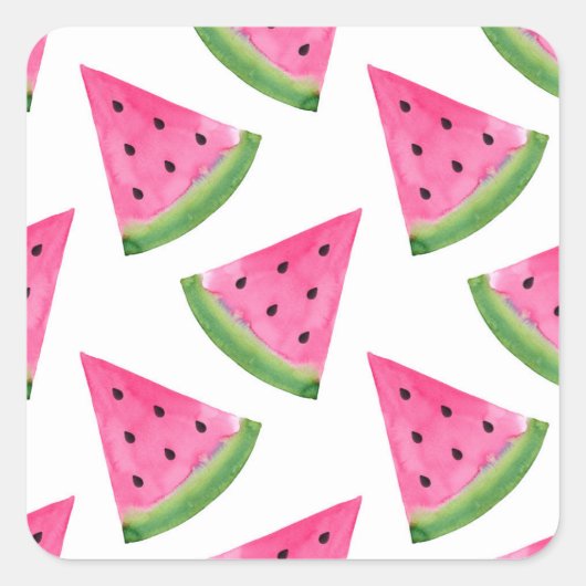 Sticker Carré Watercolor Watermelon Motif (Devant)