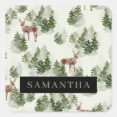 Sticker Carré Watercolor Winter Forest Motif sans joint (Devant)