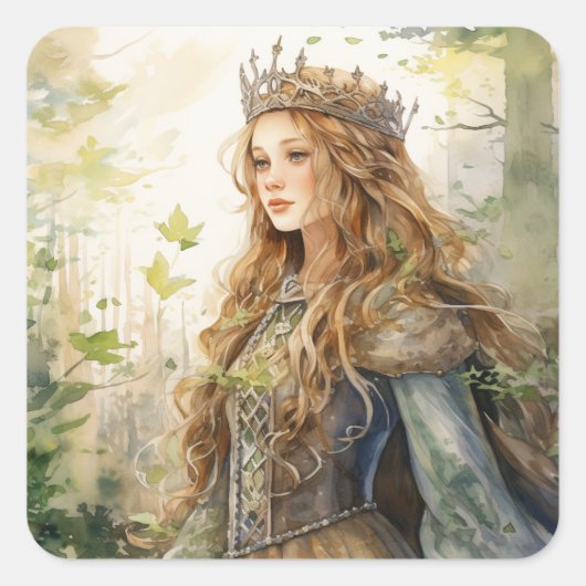 Sticker Carré Watercolour Forest Princess (Devant)