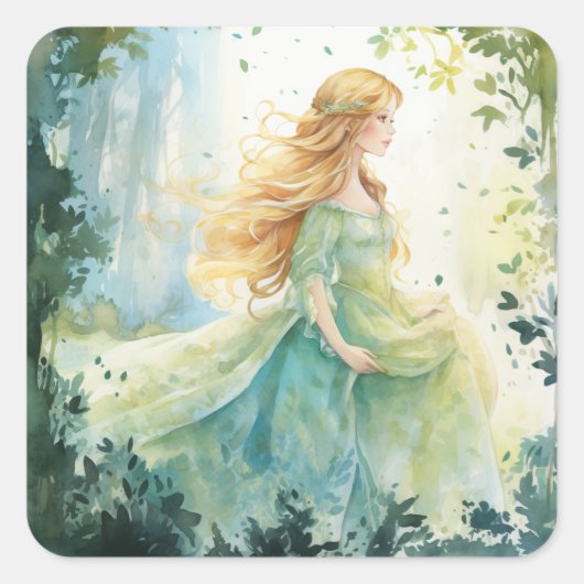 Sticker Carré Watercolour Forest Princess (Devant)