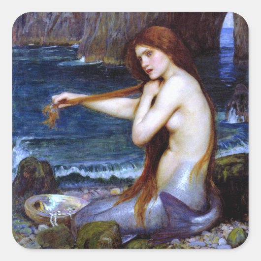 Sticker Carré Waterhouse : La Sirène (Devant)