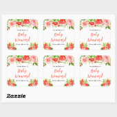 Sticker Carré Watermelon Pomegranate Baby Shower Bookplate (Feuille)