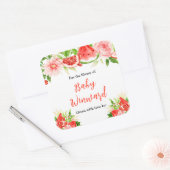 Sticker Carré Watermelon Pomegranate Baby Shower Bookplate (Enveloppe)