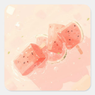 Sticker Carré Watermelon Popsicle