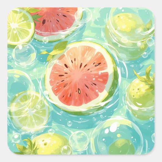 Sticker Carré Watermelon Splash (Devant)