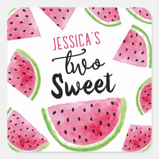 Sticker Carré Watermelon Two Sweet Birthday Party (Devant)
