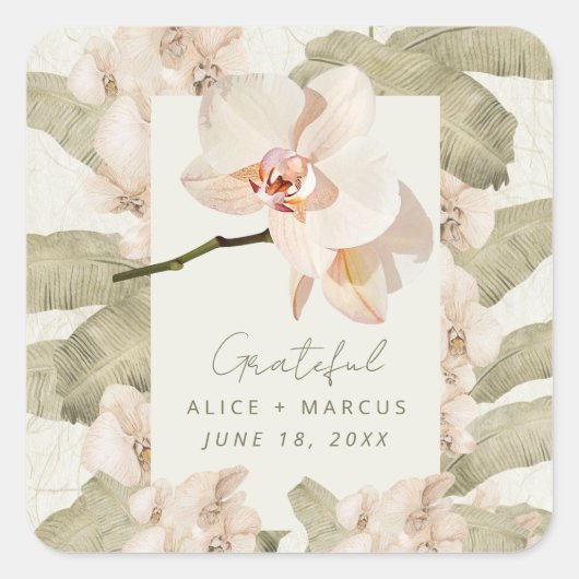 Sticker Carré Wedding  Botanical Garden Thank You Favor (Devant)