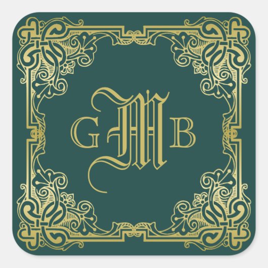 Sticker Carré Wedding Monogram Classic (Devant)