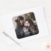 Sticker Carré Wedding Photo Hand-Lettered Thank You (Enveloppe)