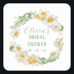 Sticker Carré Wedding shower nuptiale blanc et jaune<br><div class="desc">Utilisez pour décorer ou sceller vos invitations à la douche nuptiale. 100% de satisfaction client avec "Zazzle"</div>