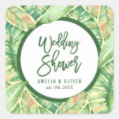 Sticker Carré Wedding shower tropical Feuille vert (Devant)