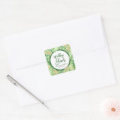 Sticker Carré Wedding shower tropical Feuille vert (Enveloppe)