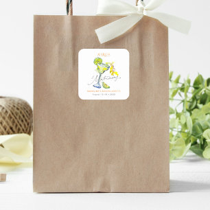 Sticker Carré Week-end de célibataire Élégant Margs & Matrimony