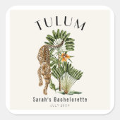 Sticker Carré Week-end de célibataire tropical Tulum Léopard (Devant)