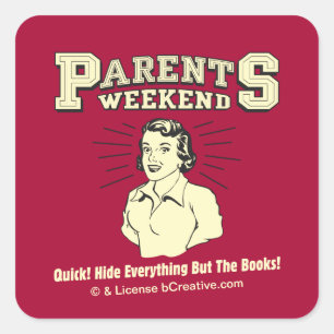 Sticker Carré Week-end Parents : Tout cacher