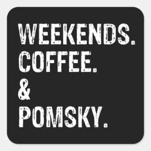 Sticker Carré Week-ends Café et Pomsky