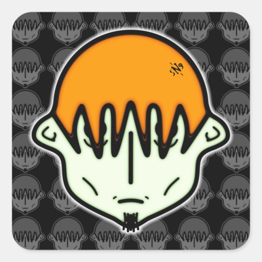 Sticker Carré Weenish mec avec goatee v3 (Devant)