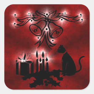 Sticker Carré Weihnachts Ornamente mit Sterne und Katze auf pour