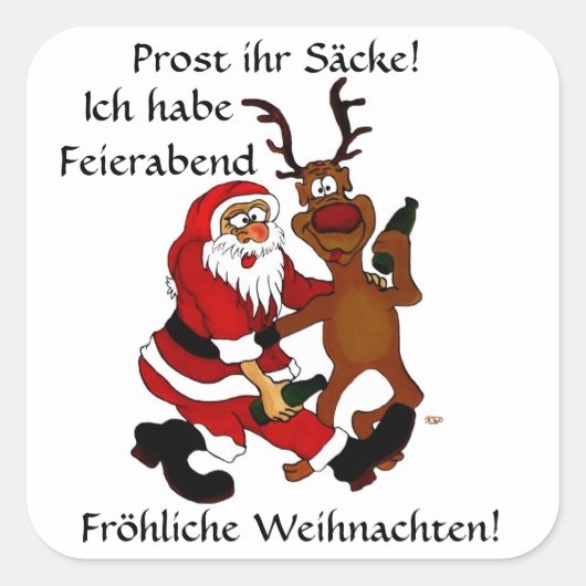 Sticker Carré Weihnachtsmann mit Elch (Devant)