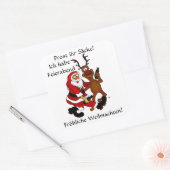Sticker Carré Weihnachtsmann mit Elch (Enveloppe)