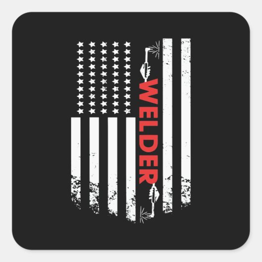 Sticker Carré Welding - American Welder Flag (Devant)