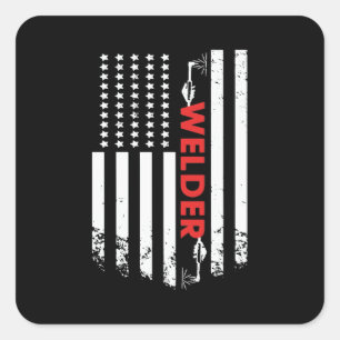 Sticker Carré Welding - American Welder Flag