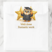 Sticker Carré Well done, fantastic work graduation owl three gol (Sac)