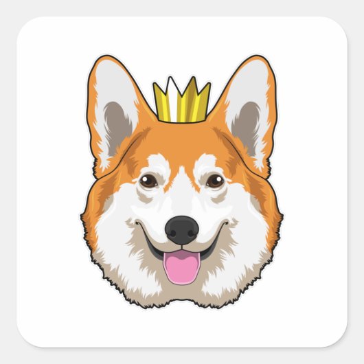 Sticker Carré Welsh corgi with Crown (Devant)