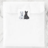 Sticker Carré West Highland White & Scottish Terriers (Sac)