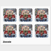 Sticker Carré West Highland White Terrier Christmas Red Truck (Feuille)