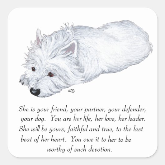 Sticker Carré West Highland White Terrier Keepsakland (Devant)