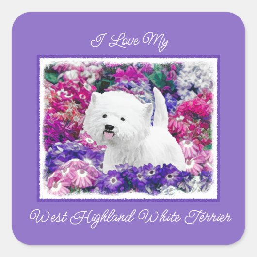 Sticker Carré West Highland White Terrier Peinture Dog Art Squar (Devant)