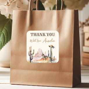 Sticker Carré Western Boy Un Petit Baby shower Rustique Cowboy