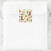 Sticker Carré Western country theme with cactus (Sac)