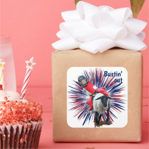 Sticker Carré Western Rodeo Cowboy Cowgirl Mutton Buston