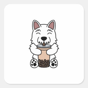 Sticker Carré Westie Boba Bubble