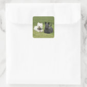 Sticker Carré Westie & Scottie Gazon Vert (Sac)
