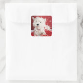 Sticker Carré Westie Snowflake Conception de vacances (Sac)