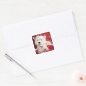Sticker Carré Westie Snowflake Conception de vacances (Enveloppe)