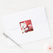 Sticker Carré Westie Snowflake Conception de vacances (Enveloppe)