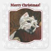 Sticker Carré Westie sur canapé (Devant)