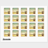 Sticker Carré Wheat fields at sunrise (Feuille)
